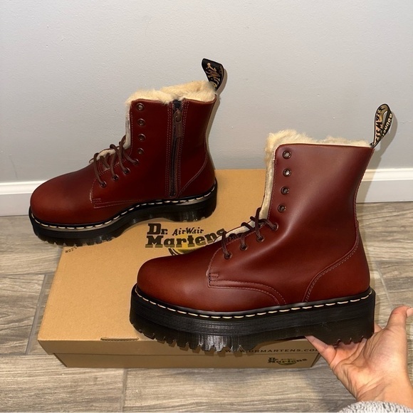 New Size 10 Dr. Martens Jadon Abruzzo Faux Fur-lined Lug-sole Combat Boot - Picture 4 of 7